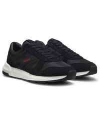 HUGO - Suede-Trim Trainers With Logo Details - Lyst