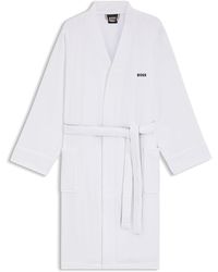 BOSS - Cotton Dressing Gown With Signature-Stripe Belt - Lyst