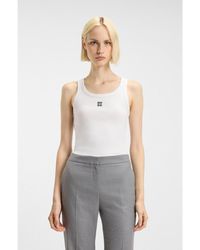 HUGO - Cotton-Blend Tank Top With Stacked-Logo Embroidery - Lyst