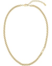 BOSS - Curb-chain Logo Necklace In Gold-tone Steel Women's Jewelry - Lyst