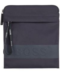 BOSS by HUGO BOSS Recycled-material Envelope Bag With Branded Zip-pullers - Blue