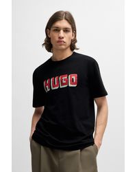 HUGO - Cotton-jersey T-shirt With Logo Print - Lyst