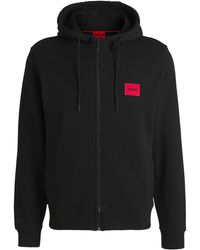 HUGO - Sweatjacke aus Baumwoll-Terry mit Logo-Aufnäher - Lyst