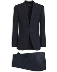 BOSS - Slim-Fit Kostuum Van Gestreepte Italiaanse Scheerwol - Lyst