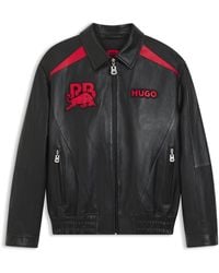 HUGO - X Rb Leren Jas Met Stiermotieven - Lyst