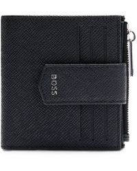 BOSS - Emed-leather Wallet With Polished Silver Hardware - Lyst