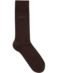 BOSS Regular-length Socks In A Combed-cotton Blend - Brown
