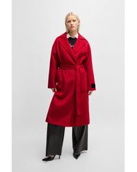 HUGO - Oversized-Fit Coat With Tie-Up Belt - Lyst