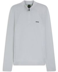 BOSS - Pull En Coton Mélangé Avec Fermeture Éclair Courte Et Body-Mapping - Lyst