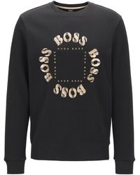 BOSS by Hugo Boss Dubbellaags Sweatshirt Met Gelaagd Metallic Logo - Zwart