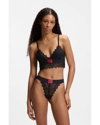 HUGO - Lace-Trim Bra With Logo Label - Lyst