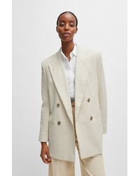 BOSS - Longline Relaxed-fit Jacket In A Slub Cotton Blend - Lyst