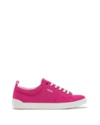 HUGO Tennis-style Trainers In Matte Fabric With Logo Details - Pink