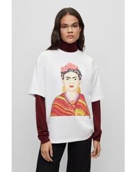 BOSS - Relaxed-fit Cotton T-shirt With Frida Kahlo Graphic - Lyst