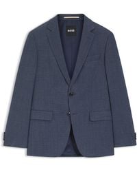 BOSS - Slim-Fit Blazer Van Stretchwol Met Dessin - Lyst