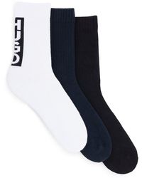 HUGO - Lot de trois paires de chaussettes courtes en coton mélangé avec logo - Lyst