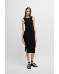 BOSS - Stretch-cotton Bodycon Dress With Cut-out Details - Lyst