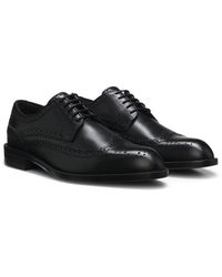 BOSS - Timeless Leather Derby Shoes With Brogue Stitching - Lyst