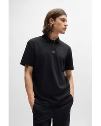 HUGO - Interlock-cotton Polo Shirt With Stacked Logo - Lyst