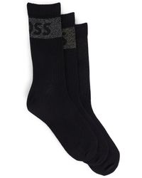 BOSS - Three-Pack Of Cotton-Blend Short Socks With Logos - Lyst