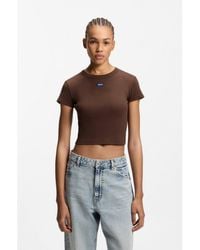 HUGO - Slim-Fit Cropped T-Shirt - Lyst
