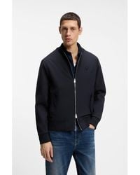 BOSS - Mercerised-Cotton Zip-Up Sweatshirt With Double B Monogram - Lyst