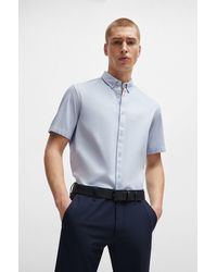 BOSS - Regular-fit Shirt In Cotton Piqué Jersey - Lyst