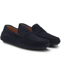 BOSS - Suede Moccasins With Penny Trim - Lyst
