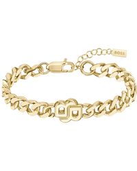 BOSS - Gold-tone Bracelet With Double B Monogram - Lyst
