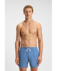 BOSS - Micro-Print Swim Shorts With Logo Badge - Lyst