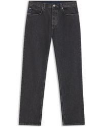 HUGO - Jean Baggy En Denim Noir Avec Logo Délavé - Lyst