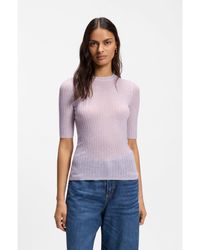 BOSS - Wool-Blend Sweater With Ribbed Knit - Lyst