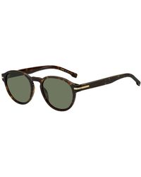 BOSS - Horn-acetate Sunglasses With Signature Gold-tone Detail - Lyst