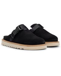 HUGO - Suede Slip-on Shoes With Buckled Strap - Lyst