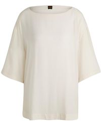 BOSS - Relaxed-Fit Bluse Mit Kontrastierenden Nähten - Lyst