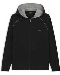 BOSS - Hoodie Aus Stretch-Baumwolle Mit Reißverschluss Und Logo-Stickerei - Lyst