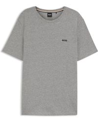 BOSS - T-Shirt Van Stretchkatoen Met Logostiksel - Lyst