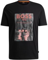 BOSS by HUGO BOSS - T-shirt Regular Fit en coton avec motif artistique de la saison - Lyst