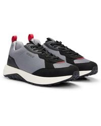 HUGO - Mixed-material Trainers With Honeycomb Mesh - Lyst