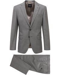 BOSS by HUGO BOSS Slim-fit Suit In Stretch Wool With Logo Lining - Grey