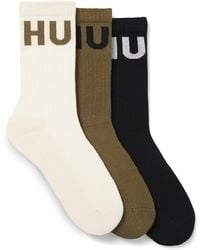 HUGO - Lot De Trois Paires De Chaussettes Mi-Mollet Côtelées À Logos - Lyst