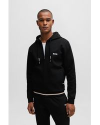 BOSS - Zip-up Hoodie With Stripes And Logos - Lyst