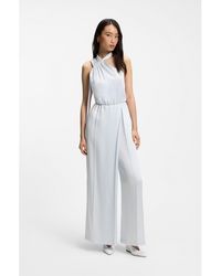 BOSS - One-Shoulder Jumpsuit With Wrap-Effect Front - Lyst