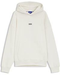 HUGO - Sweat À Capuche Loose En Molleton De Coton Avec Détails Logotés - Lyst