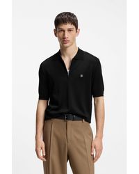 HUGO - Knit Polo With Zipped Neck - Lyst