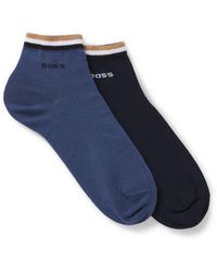 BOSS - Two-Pack Of Short Socks With Signature-Stripe Cuffs - Lyst