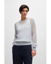 BOSS - Cable-knit Sweater In A Textured Wool Blend - Lyst