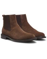 HUGO - Chelsea Boots Aus Veloursleder Mit Logo-Prägung - Lyst