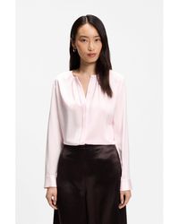 BOSS - Collarless Regular-Fit Blouse - Lyst