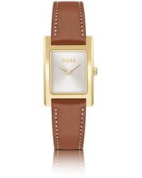 BOSS - Leather-Strap Watch With Brushed- Dial - Lyst